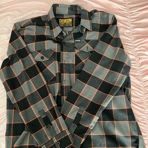 Dixxon flannel size large. Harley colorways.  Black,grey and orange.